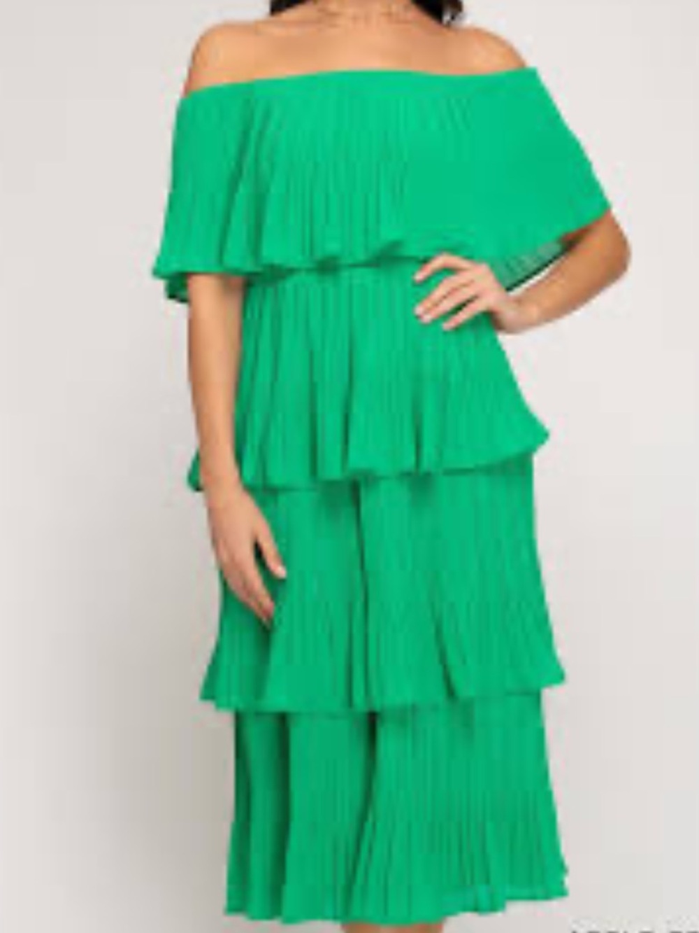 She + Sky Green Tiered Dress